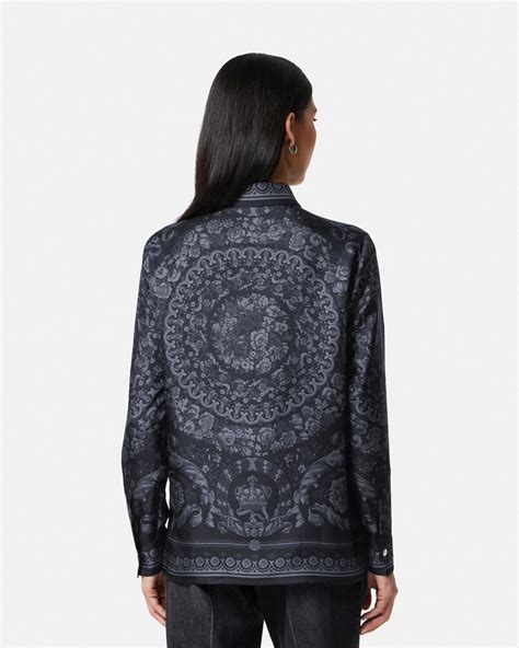 versace silk barocco|Barocco Silk Shirt Black,Print .